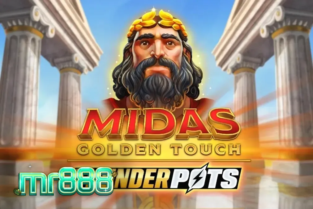Tampilan visual slot Midas Golden Touch: Thunder Pots dengan tiga peti harta karun